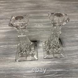 Waterford Lismore 6 Candlestick Holders SET/2 Square Base