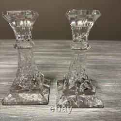 Waterford Lismore 6 Candlestick Holders SET/2 Square Base