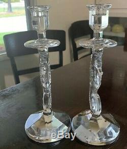 Waterford One Pair Seahorse CANDLEHOLDERS/CANDLESTICKS 11 Labels Box Tissue