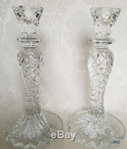 Waterford Seahorse Abstract Candleholders Candlesticks Signed Solid Crystal
