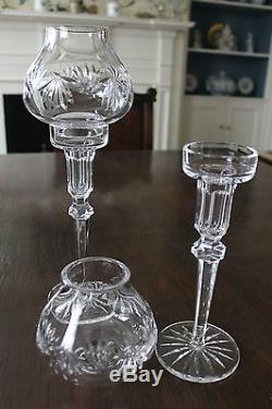Waterford crystal hurricane candle sticks, a pair (2)