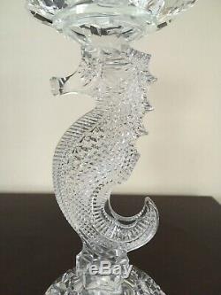 Waterford crystal unique seahorse candlestick pair. 10 inch tall. Stunning