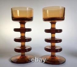 Wedgwood Kings Lynne Glass Candle Holders Three Ring Mid Century Sheringham