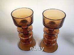 Wedgwood Kings Lynne Glass Candle Holders Three Ring Mid Century Sheringham