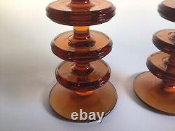 Wedgwood Kings Lynne Glass Candle Holders Three Ring Mid Century Sheringham