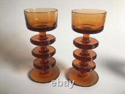 Wedgwood Kings Lynne Glass Candle Holders Three Ring Mid Century Sheringham