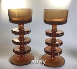 Wedgwood Kings Lynne Glass Candle Holders Three Ring Mid Century Sheringham