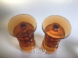 Wedgwood Kings Lynne Glass Candle Holders Three Ring Mid Century Sheringham