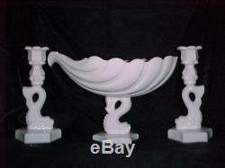 Westmoreland Dolphin Candle Holders & 12 Shell Bowl