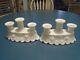 Westmoreland Paneled Grape Milk Glass Pair Of Candle Holders Vintage