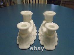 Westmoreland Paneled Grape Milk Glass Pair of Candle Holders VINTAGE