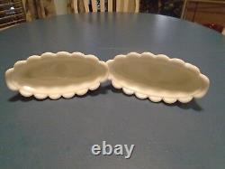 Westmoreland Paneled Grape Milk Glass Pair of Candle Holders VINTAGE