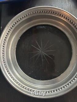 White Barn Bath & Body Works Glass Silver Lid Hurricane Candle Holder RARE