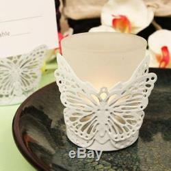 White Butterfly Shaped Candle/Card Holder with Glass Cup and Candle Price for 72