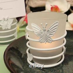 White Butterfly Steel Candle Holder with Glass Cup and Candle Price for 96