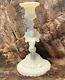 White Glass French Portieux Vallerysthal Sirene Mermaid Candle Stick Holder