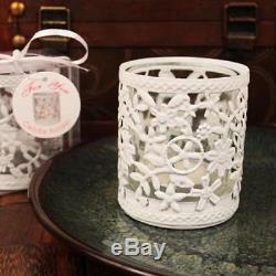 White Steel Candle Holder with Glass Cup and Tea Light Candle Price for 108