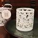 White Steel Candle Holder With Glass Cup And Tea Light Candle Price For 84