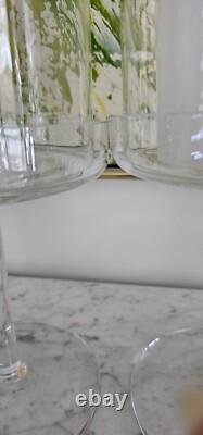 Williams Sonoma Crystal Glass Tall Pillar Candle Holders 2