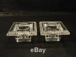 Wonderful Pair Of Lalique Crystal Candleholders, Signed