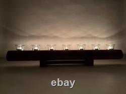 Wood Rustic Seven Votive Glass Tea Light Candle Holder Centerpiece