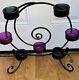 Wrought Iron Floor Standing Circular Candelabra 7 Piece Withglass Candle Holders