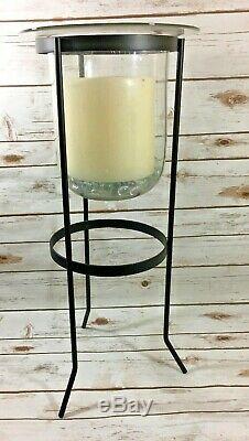 Wrought Iron & Glass Metal Floor Candle Plant Stand Candle Holder Pillar 25Tall