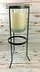 Wrought Iron & Glass Metal Floor Candle Plant Stand Candle Holder Pillar 25tall