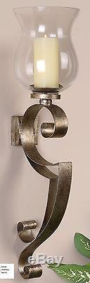 XL Old World French Tuscan Silver Candle Holder Wall Sconce Candleholder