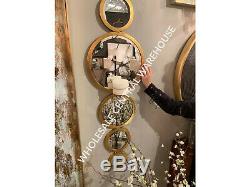 XXL 48 Modern Art Deco Gold Metal Mirror Hailey Wall Sconce Candle Holder