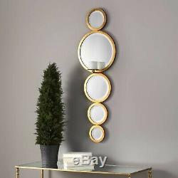 XXL 48 Modern Art Deco Gold Metal Mirror Hailey Wall Sconce Candle Holder