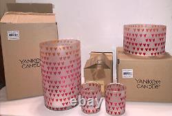 YANKEE CANDLE Dreaming of Love Hearts Jar Candle Shade/Holder/2 Votive Holders