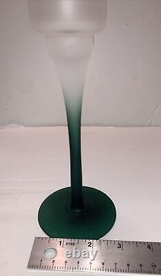 YANKEE CANDLE Winter Village2 Lamp Stem Tealight Holders Green/White Glass NWT