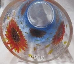 Yankee Candle Blue Colored Crackle Large Jar Holder J/H Fall SUNFLOWERS Floral