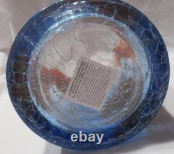 Yankee Candle Blue Colored Crackle Large Jar Holder J/H Fall SUNFLOWERS Floral
