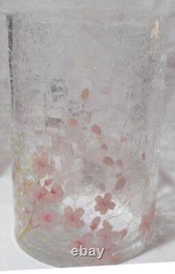 Yankee Candle Clear Crackle Large Jar Holder J/H CHERRY BLOSSOMS pinks gold