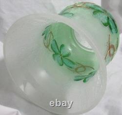 Yankee Candle Frosted Crackle Hurricane Large Jar Holder J/H FOUR LEAF CLOVER