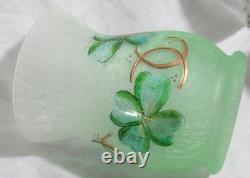 Yankee Candle Frosted Crackle Hurricane Large Jar Holder J/H FOUR LEAF CLOVER