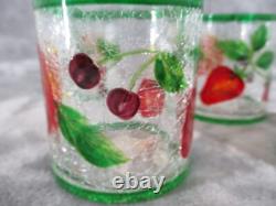 Yankee Candle Tea Light Votive Holder Set Fruit 3 Tall Crackle Glass 4 Piece