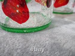 Yankee Candle Tea Light Votive Holder Set Fruit 3 Tall Crackle Glass 4 Piece