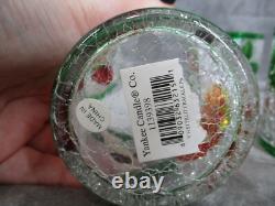 Yankee Candle Tea Light Votive Holder Set Fruit 3 Tall Crackle Glass 4 Piece