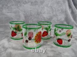 Yankee Candle Tea Light Votive Holder Set Fruit 3 Tall Crackle Glass 4 Piece