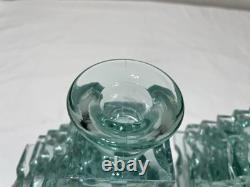 Yehuda Parmat Uda Aqua Teal Stacked Art Glass Candle Holders Pair Signed MCM Yehuda Parmat Uda Aqua Teal Stacked Art Glass Candle Holders Pair Signed MCM