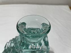 Yehuda Parmat Uda Aqua Teal Stacked Art Glass Candle Holders Pair Signed MCM Yehuda Parmat Uda Aqua Teal Stacked Art Glass Candle Holders Pair Signed MCM